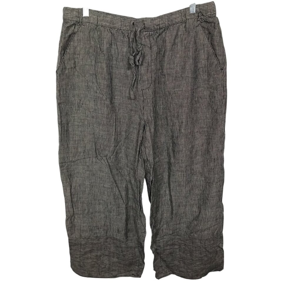 Garnet Hill Pants Womens Linen Cropped Lightweight 14 Beach Casual Lagenlook